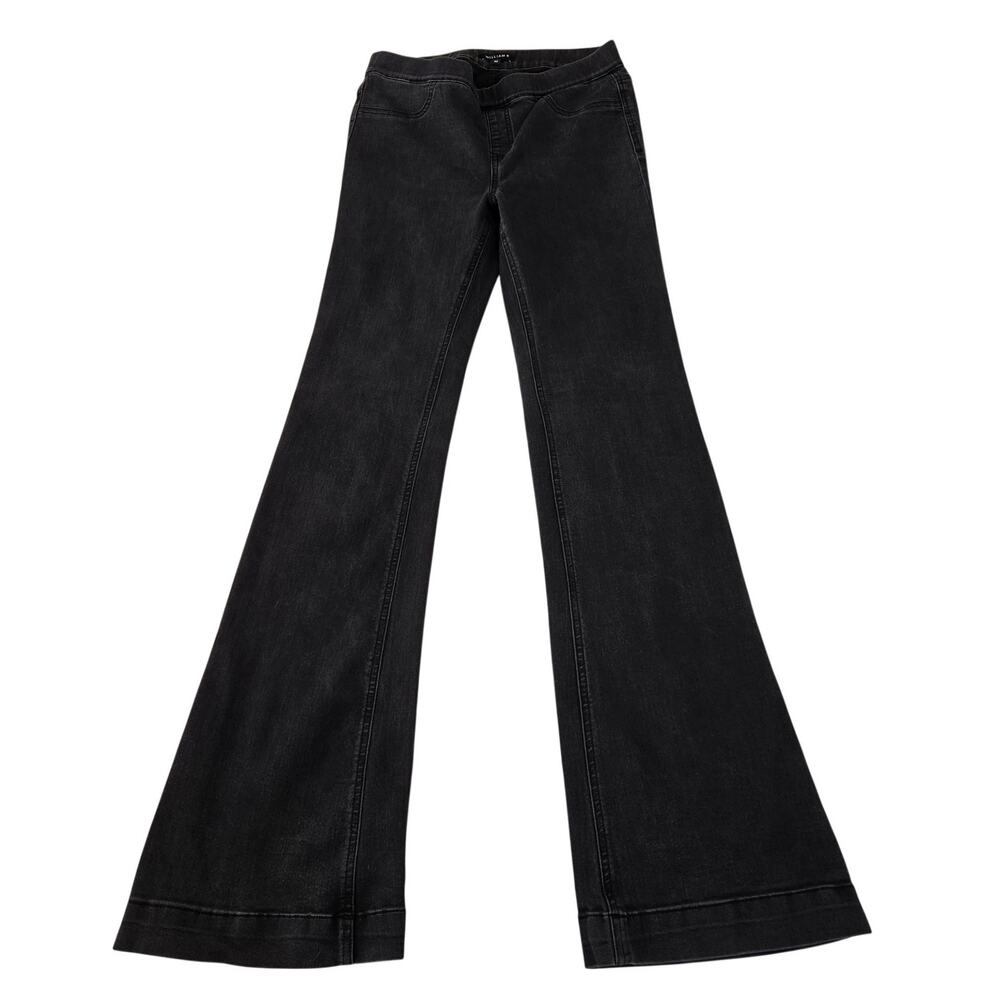 William B Pull‑On Charcoal Faded Jeans Elastic Waist Sleek Fit Size M